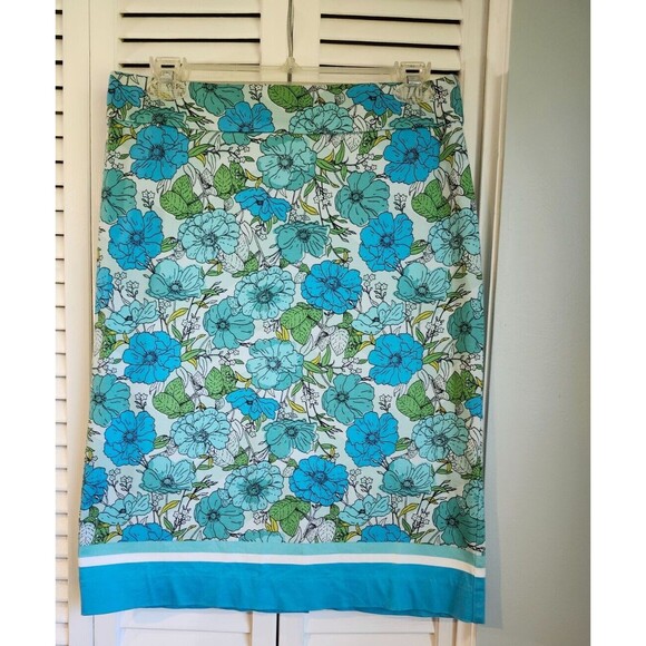 Vintage Floral Skirt size 4 Talbots Blue Green - Picture 7 of 7